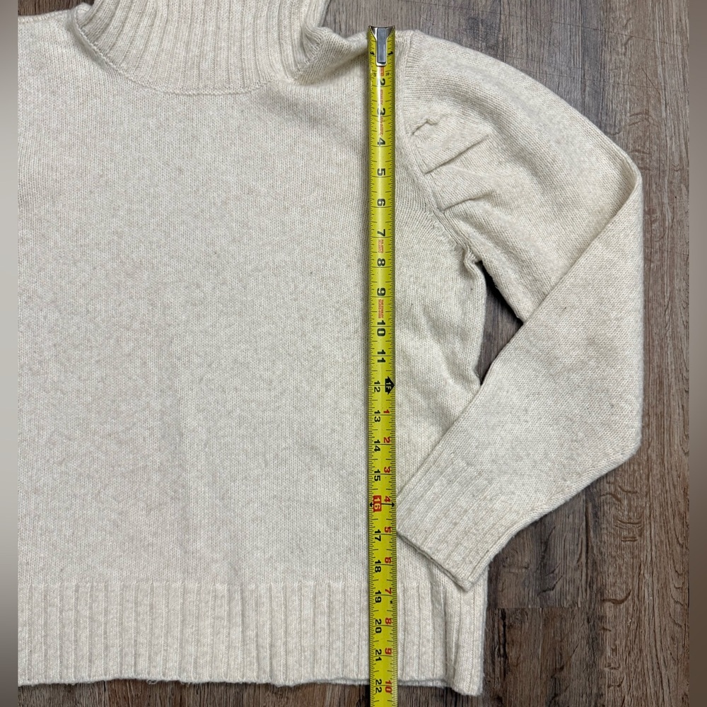 CAbi • Oatmeal Heather Puff Sleeve Turtleneck Sweater - Picture 8 of 16